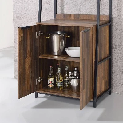 73.63" Moniave Bookcase with Wine Glass Rack Oak/Black - HOMES: Inside + Out 4 73.63" Moniave Bookcase with Wine Glass Rack Oak/Black - HOMES: Inside + Out - Image 2