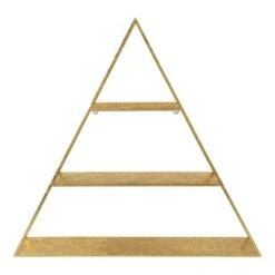 26.5" x 28" Tildan Three-Tier Triangle Wood and Metal Wall Shelf - Kate & Laurel All Things Decor Gold