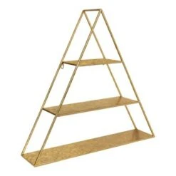 26.5" x 28" Tildan Three-Tier Triangle Wood and Metal Wall Shelf - Kate & Laurel All Things Decor Gold -Bookshelves Sales Shop unnamed file 3103