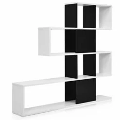 Costway 5-Tier Bookshelf Corner Ladder Bookcase Display Storage Rack Black White -Bookshelves Sales Shop unnamed file 3114