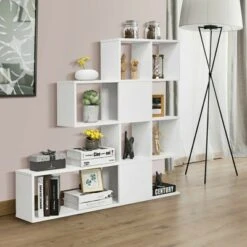 Costway 5-Tier Bookshelf Corner Ladder Bookcase Display Storage Rack White -Bookshelves Sales Shop unnamed file 3124