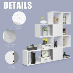 Costway 5-Tier Bookshelf Corner Ladder Bookcase Display Storage Rack White -Bookshelves Sales Shop unnamed file 3129