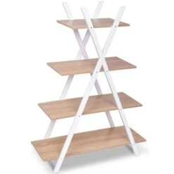 Costway 4-Tier Bookshelf Storage Display Shelves Bookcase Ladder X-Shape Brown/Black -Bookshelves Sales Shop unnamed file 3133