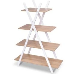Costway 4-Tier Bookshelf Storage Display Shelves Bookcase Ladder X-Shape Brown/Black -Bookshelves Sales Shop unnamed file 3134