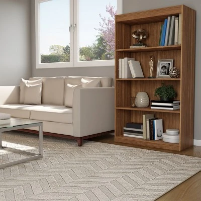 Hastings Home 4-Tier Open Front Bookshelf, Brown 4 Hastings Home 4-Tier Open Front Bookshelf, Brown - Image 2