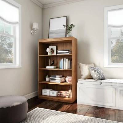 Hastings Home 4-Tier Open Front Bookshelf, Brown 5 Hastings Home 4-Tier Open Front Bookshelf, Brown - Image 3
