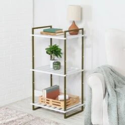 Honey-Can-Do 3 Tier Square Tube Shelf Olive and White -Bookshelves Sales Shop unnamed file 3172
