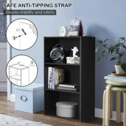 Costway 2 PCS 3 Tier Open Shelf Bookcase Multi-functional Storage Display Cabinet Black -Bookshelves Sales Shop unnamed file 322