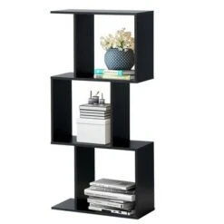 Costway 3-tier S-Shaped Bookcase Free Standing Storage Rack Wooden Display Decor Black 15 Costway 3-tier S-Shaped Bookcase Free Standing Storage Rack Wooden Display Decor Black -Bookshelves Sales Shop unnamed file 3222