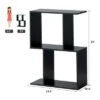 Costway 2-tier S-Shaped Bookcase Free Standing Storage Rack Wooden Display Decor Black -Bookshelves Sales Shop unnamed file 3227
