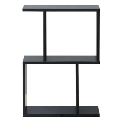 Costway 2-tier S-Shaped Bookcase Free Standing Storage Rack Wooden Display Decor Black 7 Costway 2-tier S-Shaped Bookcase Free Standing Storage Rack Wooden Display Decor Black - Image 5