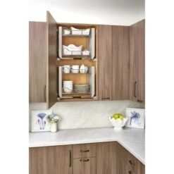 Rev-A-Shelf 5PD-24CRN 24-Inch Convenient Heavy-Duty 2-Tier Mounted Wall Cabinet Pull-Down Shelving System