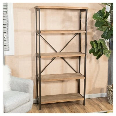 Perth 68.5" 5-Shelf Industrial Bookcase Antique - Christopher Knight Home 4 Perth 68.5" 5-Shelf Industrial Bookcase Antique - Christopher Knight Home - Image 2