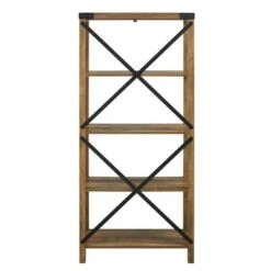 Sophie Rustic Farmhouse X Frame Bookshelf - Saracina Home Gray Wash -Bookshelves Sales Shop unnamed file 3376
