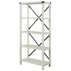 Sophie Rustic Farmhouse X Frame Bookshelf - Saracina Home Gray Wash -Bookshelves Sales Shop unnamed file 3382