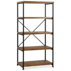 Best Choice Products 5-Tier Rustic Industrial Bookshelf Display Décor Accent w/ Metal Frame, Wood Shelves -Bookshelves Sales Shop unnamed file 3417