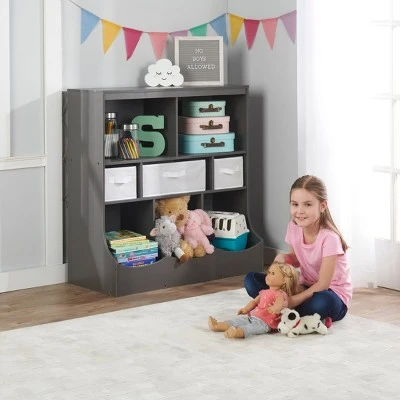 Badger Basket Combo Bin Storage Unit with 3 Baskets Charcoal 5 Badger Basket Combo Bin Storage Unit with 3 Baskets Charcoal - Image 3