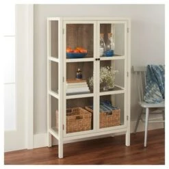 56.2" Hadley Library Cabinet with Glass Shell White - Threshold™