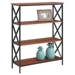 42" Tucson 4 Tier Bookcase Black/Cherry - Breighton Home