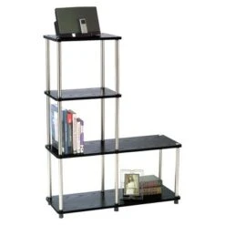 41.75" Designs2Go 4 Tier Multi Shelf L Bookshelf - Breighton Home Black -Bookshelves Sales Shop unnamed file 3477