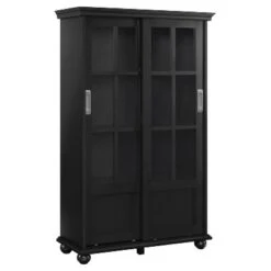 Capewood Bookcase with Sliding Glass Doors 51" - Room & Joy Black