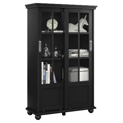 Capewood Bookcase with Sliding Glass Doors 51" - Room & Joy Black 4 Capewood Bookcase with Sliding Glass Doors 51" - Room & Joy Black - Image 2