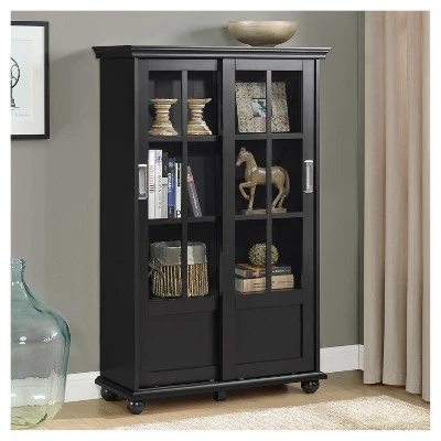 Capewood Bookcase with Sliding Glass Doors 51" - Room & Joy Black 6 Capewood Bookcase with Sliding Glass Doors 51" - Room & Joy Black - Image 4