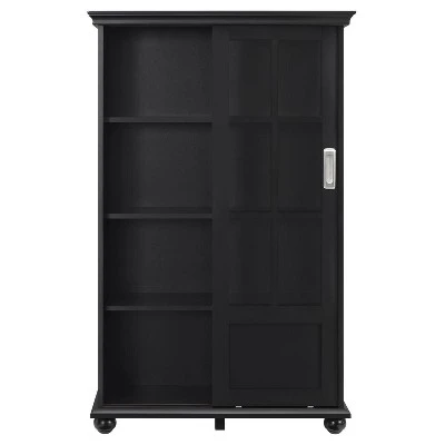 Capewood Bookcase with Sliding Glass Doors 51" - Room & Joy Black 8 Capewood Bookcase with Sliding Glass Doors 51" - Room & Joy Black - Image 6