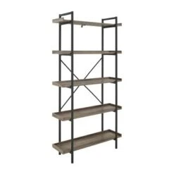68" 5 Tray Shelf Urban Pipe X Back Bookshelf - Saracina Home Driftwood -Bookshelves Sales Shop unnamed file 3520