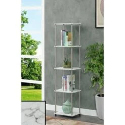 63.25" No Tools 5 Tier Tower - Breighton Home Faux White Marble/chrome