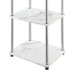 63.25" No Tools 5 Tier Tower - Breighton Home Faux White Marble/chrome -Bookshelves Sales Shop unnamed file 3527