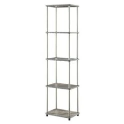 63.25" No Tools 5 Tier Tower - Breighton Home Faux White Marble/chrome -Bookshelves Sales Shop unnamed file 3529