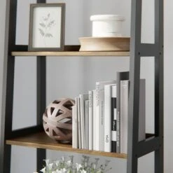 67" Annabelle 5 Tier Ladder Bookcase - Brookside Home Black/white