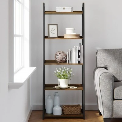 67" Annabelle 5 Tier Ladder Bookcase - Brookside Home Black/white 6 67" Annabelle 5 Tier Ladder Bookcase - Brookside Home Black/white - Image 4