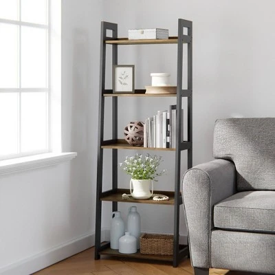 67" Annabelle 5 Tier Ladder Bookcase - Brookside Home Black/white 8 67" Annabelle 5 Tier Ladder Bookcase - Brookside Home Black/white - Image 6