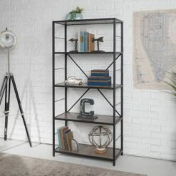 63" Rustic Industrial Farmhouse 4 Shelf Tall Bookshelf - Saracina Home Barnwood -Bookshelves Sales Shop unnamed file 3619