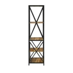 61" Modern Farmhouse X Frame Metal and Wood Media Bookshelf - Saracina Home Driftwood -Bookshelves Sales Shop unnamed file 3632