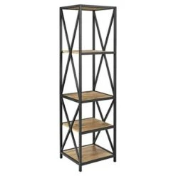 61" Modern Farmhouse X Frame Metal and Wood Media Bookshelf - Saracina Home Driftwood -Bookshelves Sales Shop unnamed file 3635