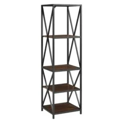 61" Modern Farmhouse X Frame Metal and Wood Media Bookshelf - Saracina Home Driftwood -Bookshelves Sales Shop unnamed file 3638