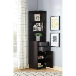 70.75" Julisse 3 Shelf Corner Bookcase - miBasics Walnut Oak -Bookshelves Sales Shop unnamed file 3687