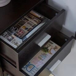 70.75" Julisse 3 Shelf Corner Bookcase - miBasics Walnut Oak -Bookshelves Sales Shop unnamed file 3688