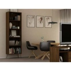 Rockefeller 5 Shelf Bookcase - Manhattan Comfort Brown