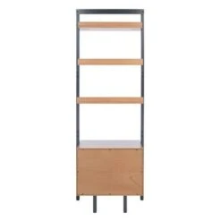 71.96" Lavina 3 Shelves and 1 Door Etagere Natural/Charcoal - Safavieh -Bookshelves Sales Shop unnamed file 3780