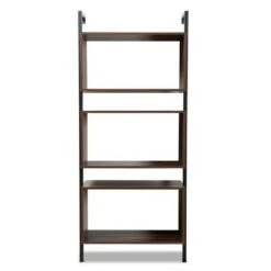 Aldis Wood and Metal 3 Tier Display Shelf Brown/Black - Baxton Studio