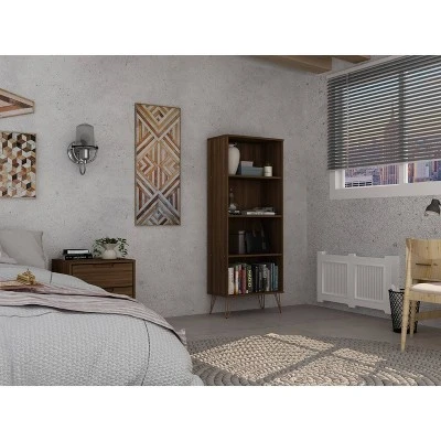 Rockefeller 4 Shelf Bookcase - Manhattan Comfort Black 5 Rockefeller 4 Shelf Bookcase - Manhattan Comfort Black - Image 3