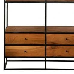 74" Metal Etagere with 4 Drawers and 4 Shelves Brown/Black - Benzara -Bookshelves Sales Shop unnamed file 385