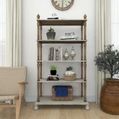Olivia & May Farmhouse Wood Rectangle Shelving Unit White - Olivia & May -Bookshelves Sales Shop unnamed file 3872