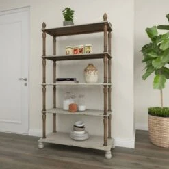 Olivia & May Farmhouse Wood Rectangle Shelving Unit White - Olivia & May -Bookshelves Sales Shop unnamed file 3873