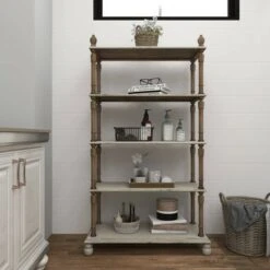 Olivia & May Farmhouse Wood Rectangle Shelving Unit White - Olivia & May -Bookshelves Sales Shop unnamed file 3875