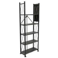 Origami 6 Tier Classic Stamped Steel Bookcase Organizer Storage Rack, Black -Bookshelves Sales Shop unnamed file 388
